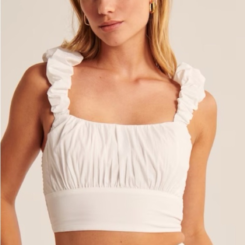 Abercrombie and Fitch Poplin Scrunch Strap Set Top Size Small